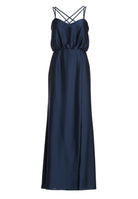 Abendkleid aus nachhaltigem Satin mit gekreuzten Spagettiträgern