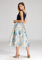 Cocktailkleid aus bedrucktem Twill mit Scuba Oberteil