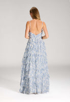 Printkleid mit Volantrock und Cut-out Detail