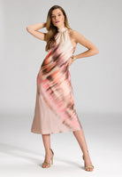 Bedrucktes Slip Dress aus Satin mit Stehkragen terracotta | multi