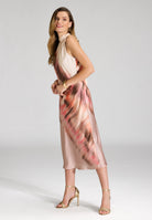 Bedrucktes Slip Dress aus Satin mit Stehkragen
