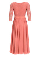 Abendkleid Midi mit Oberteil aus floraler Spitze und Chiffon Rock