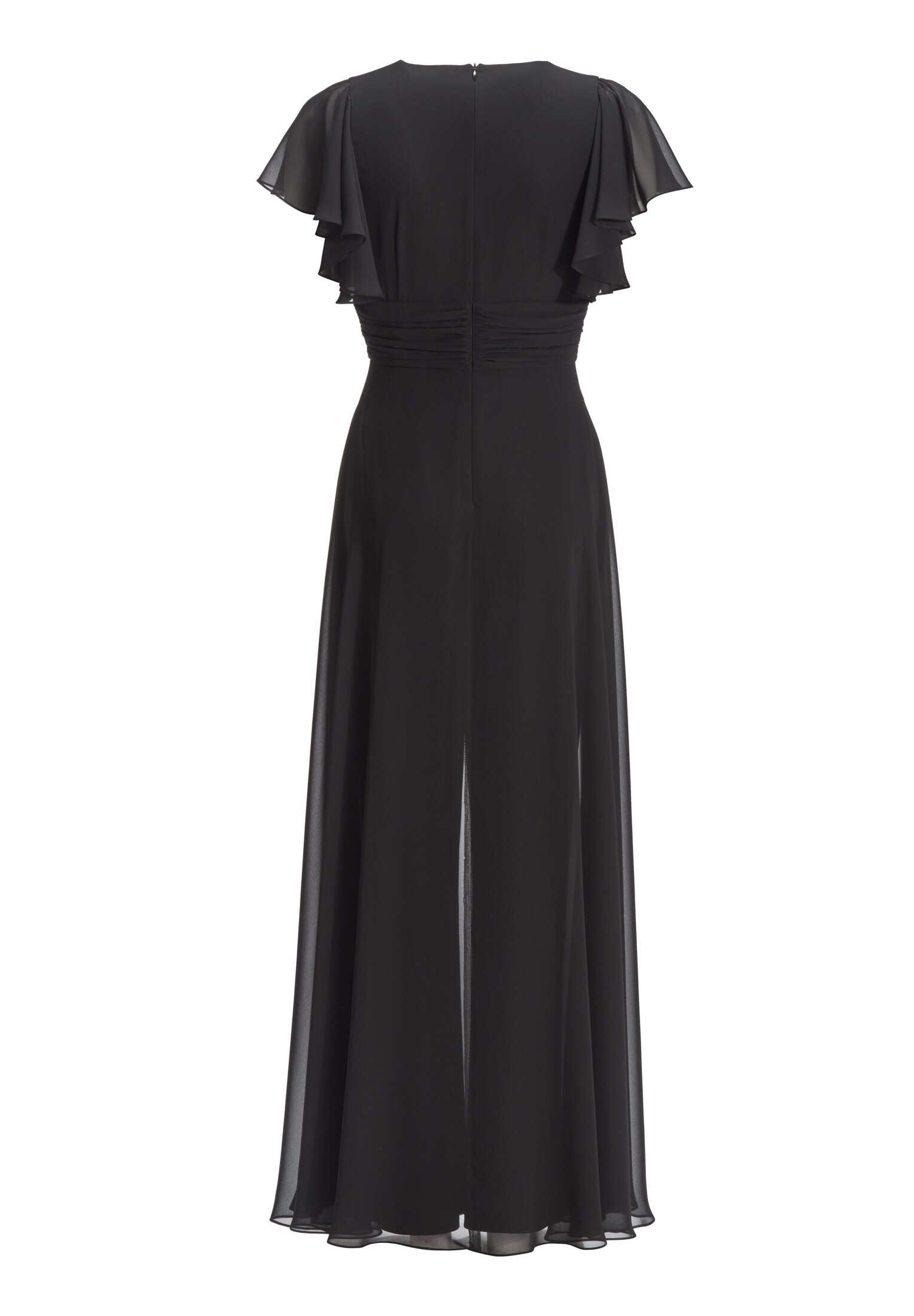 Chiffon Jumpsuit mit Überrock und Volantärmeln