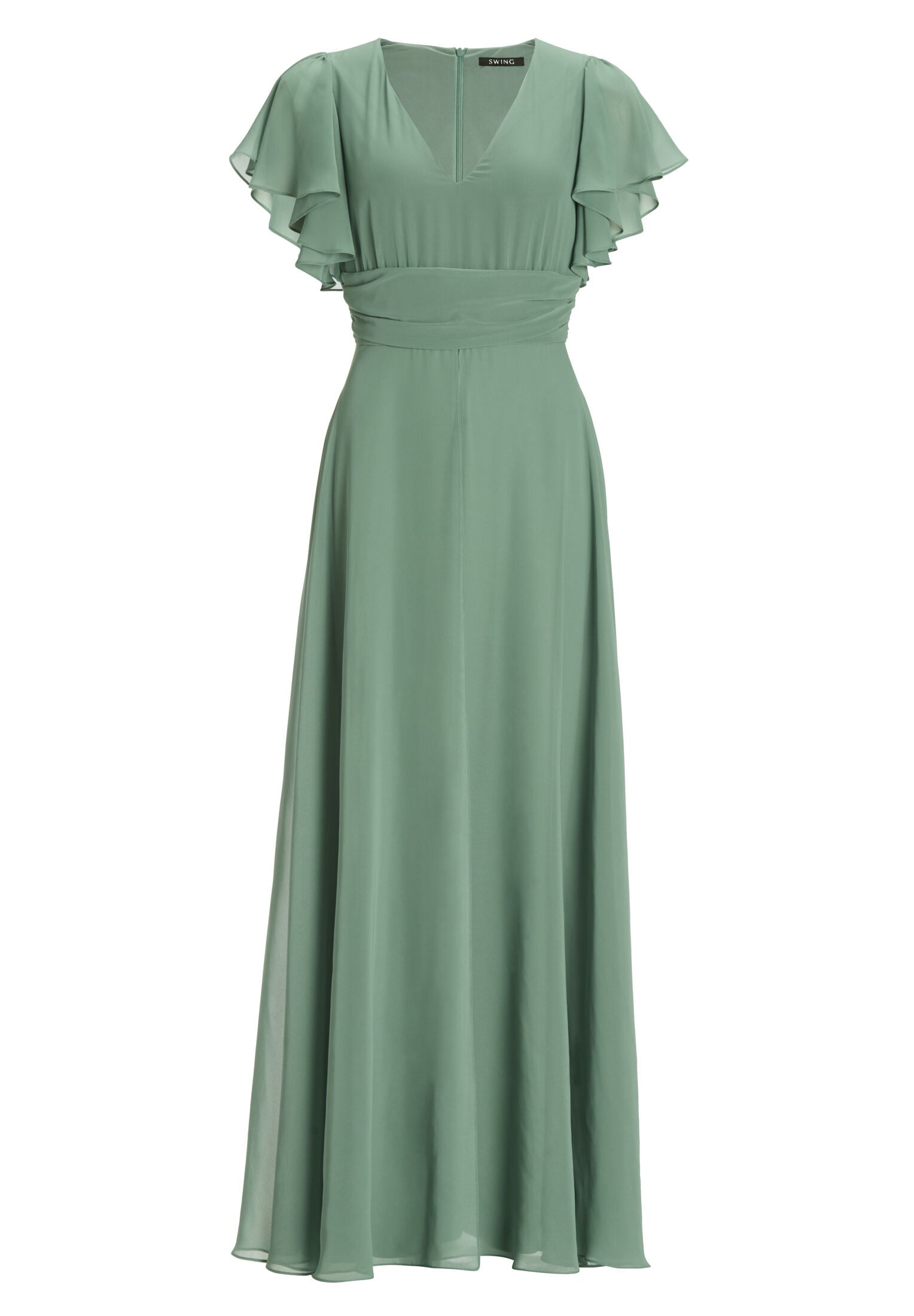 Chiffon Jumpsuit mit Überrock und Volantärmeln