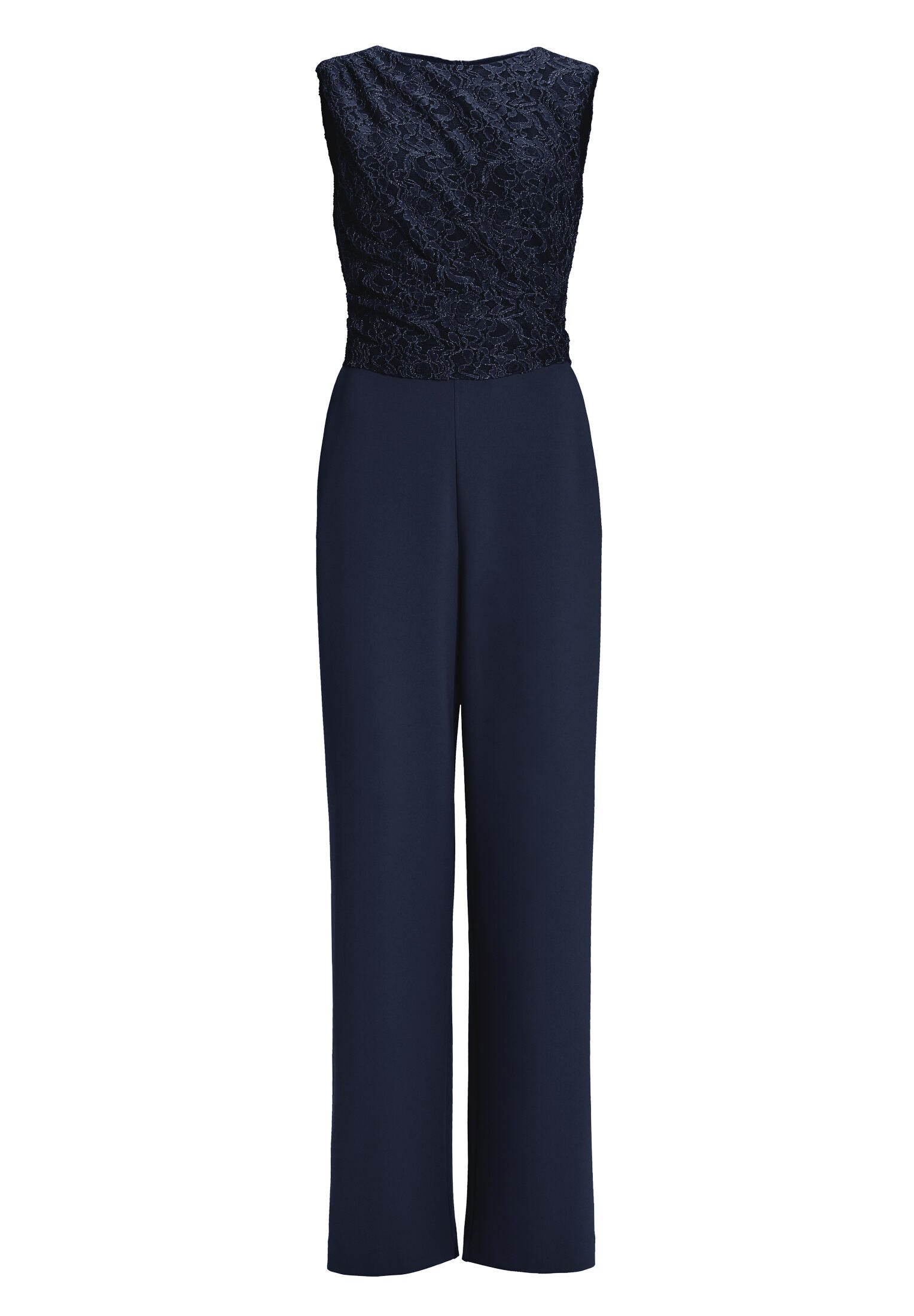 Jumpsuit aus Material-Mix mit Drapierung