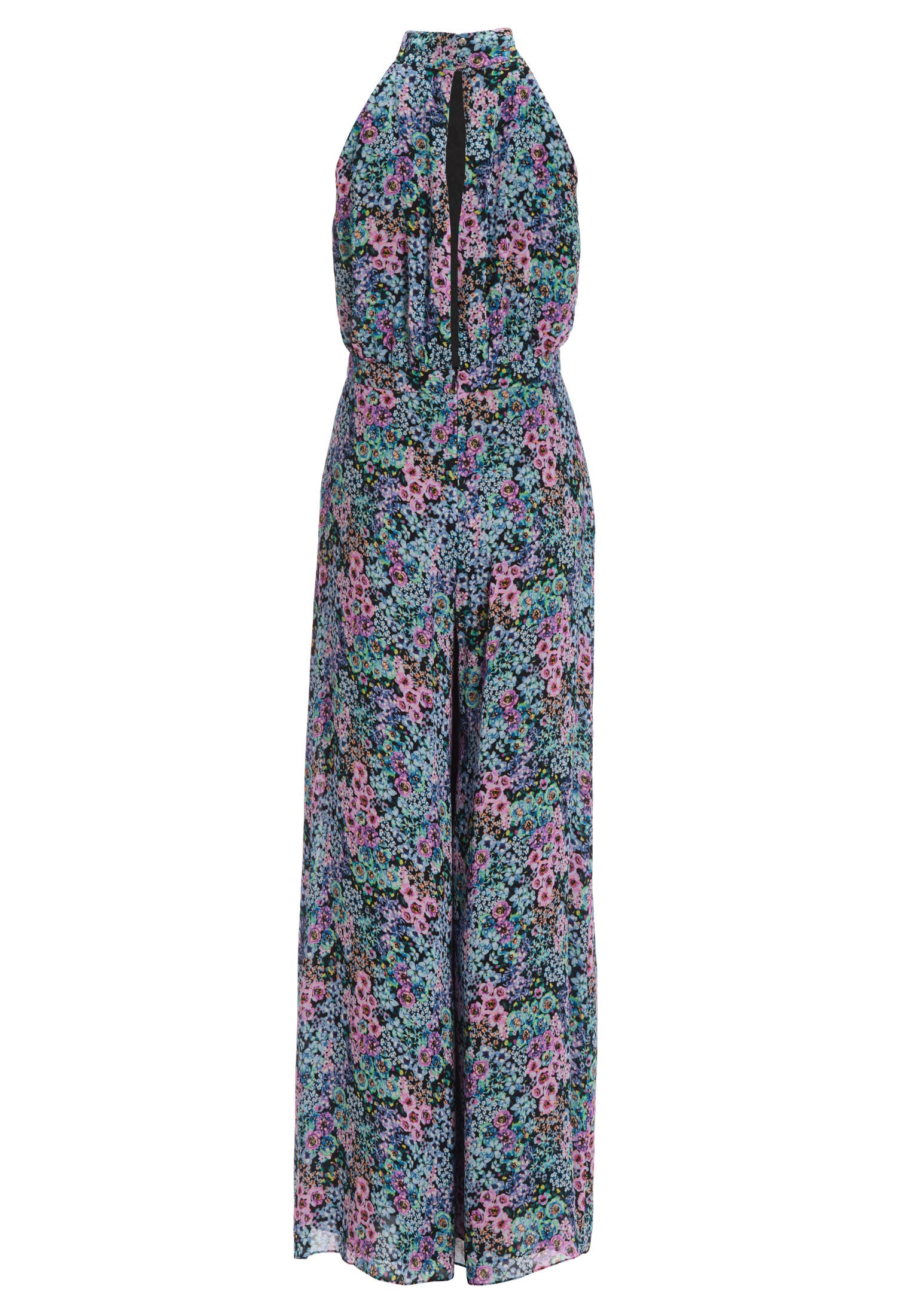 Jumpsuit mit Schluppe aus floral bedrucktem Viscose Material