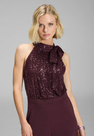 Ärmelloser Jumpsuit mit Schluppenblusen Top aus elastischer Paillette