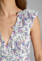 Midi Kleid aus floral bedrucktem Crinkle Chiffon mit Volants an der Schulter