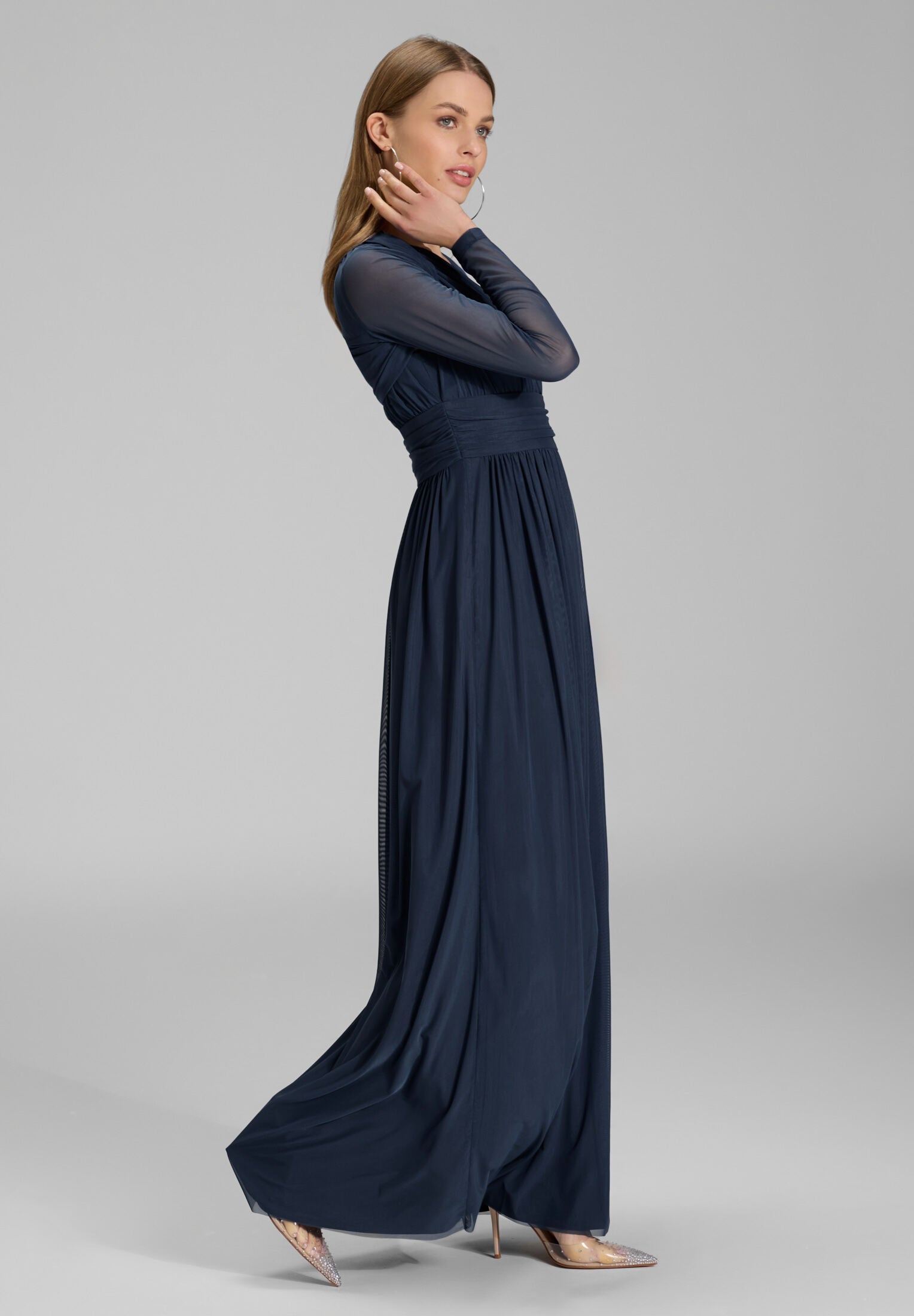 Bolero aus Mesh mit Raffblende