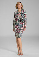 Bedruckter Scuba Blazer mit Wasserfall Kante timeless blue | multi