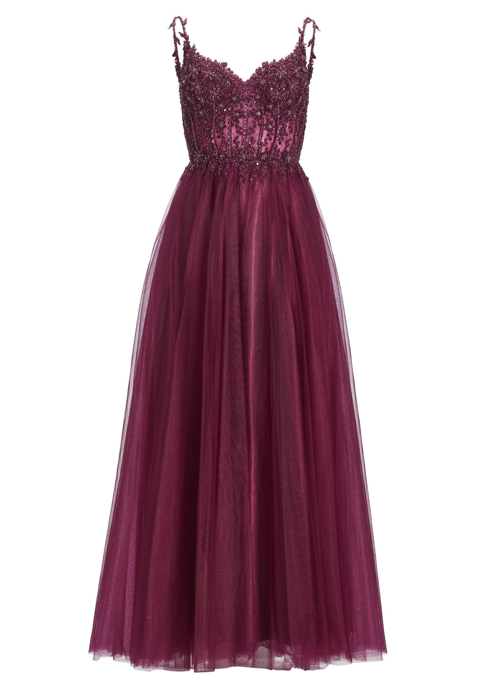 Ausgestelltes Tüllkleid mit Stickerei