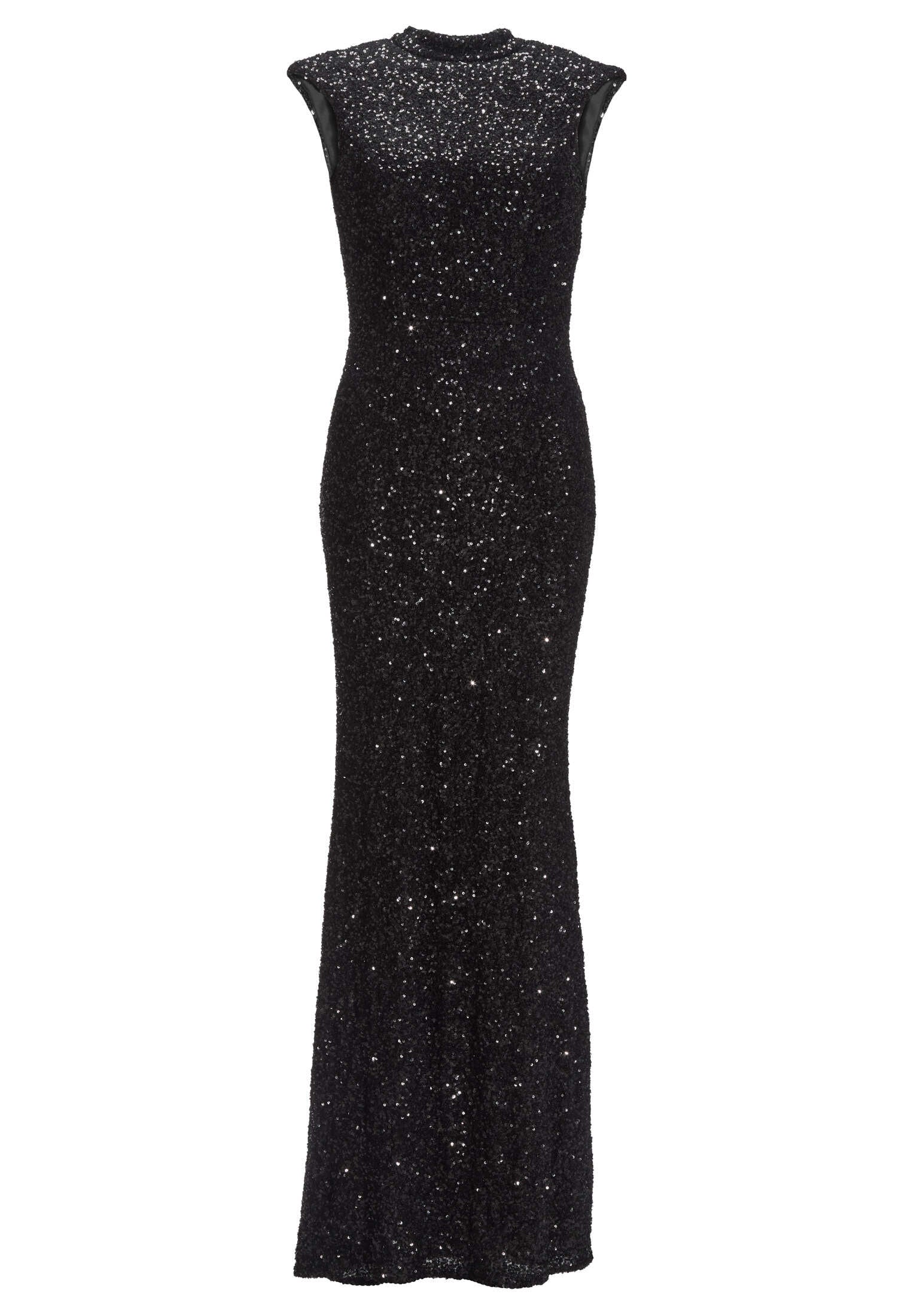 Hochgeschlossenes Paillettenkleid mit Rückenausschnitt