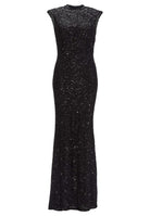 Hochgeschlossenes Paillettenkleid mit Rückenausschnitt