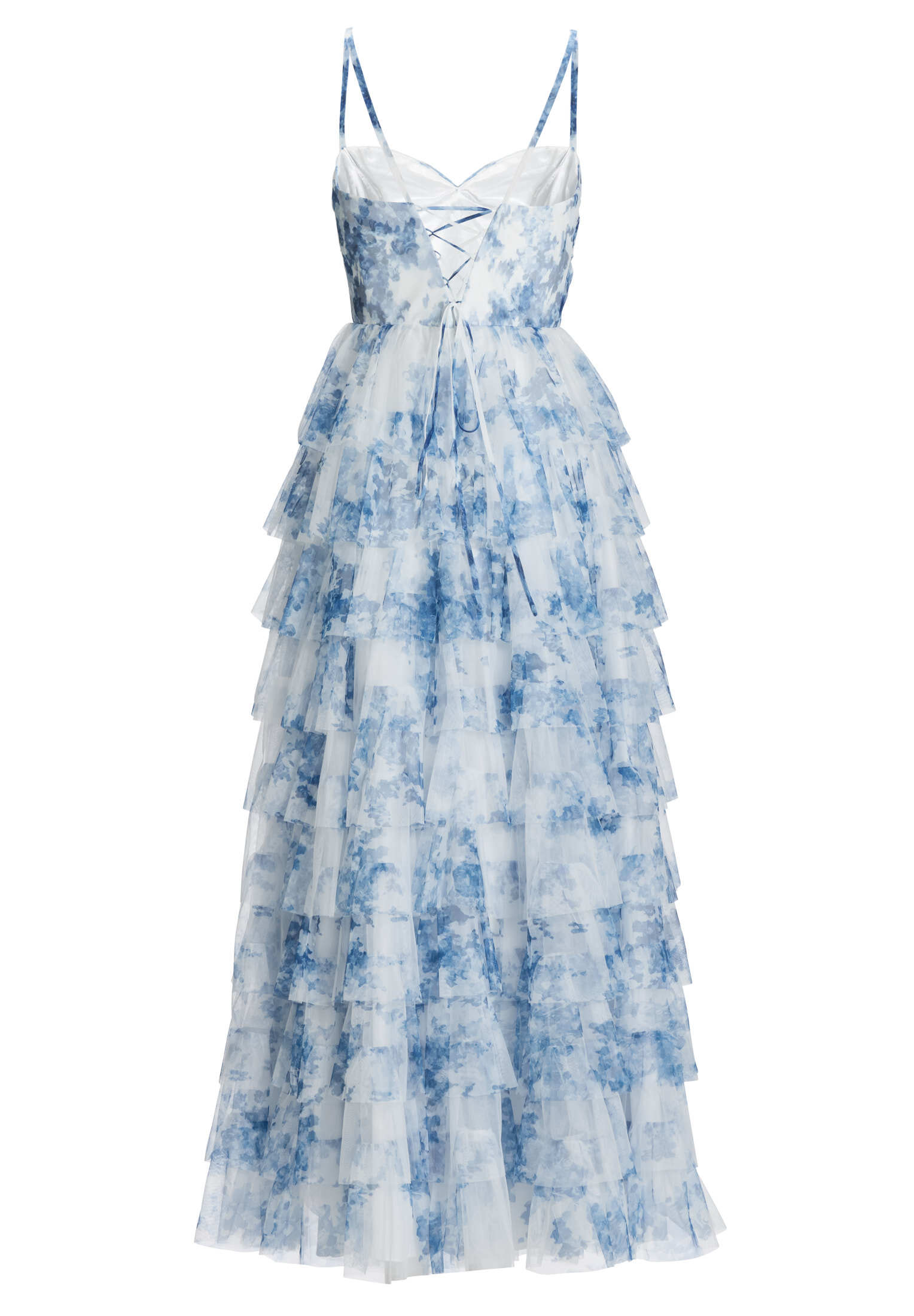 Abendkleid mit Rüschenrock und Allover Print