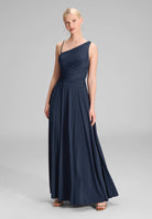 Fließendes Jerseykleid mit Rückenausschnitt navy