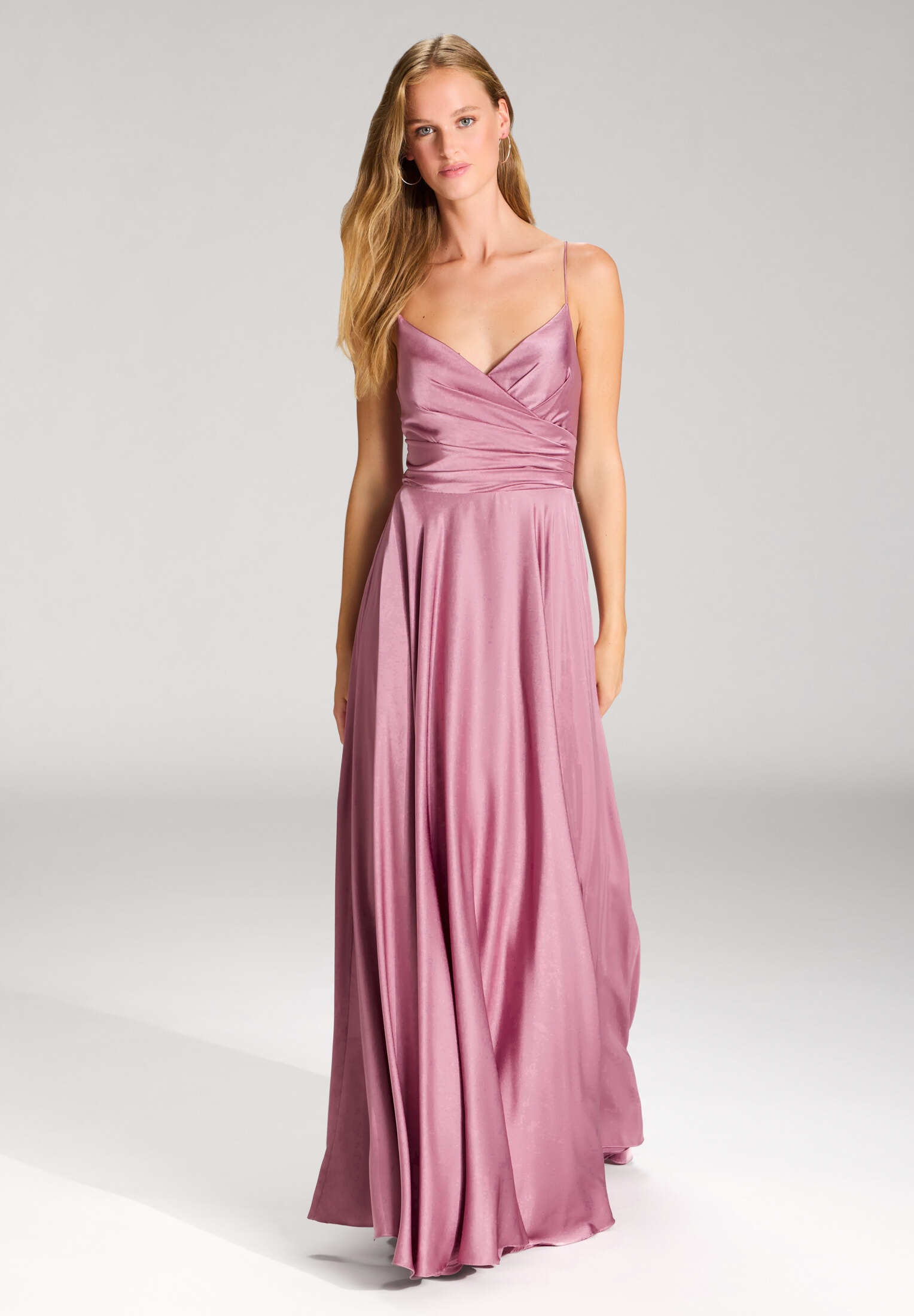 Satinkleid mit Schnürung am Rücken rosy pink