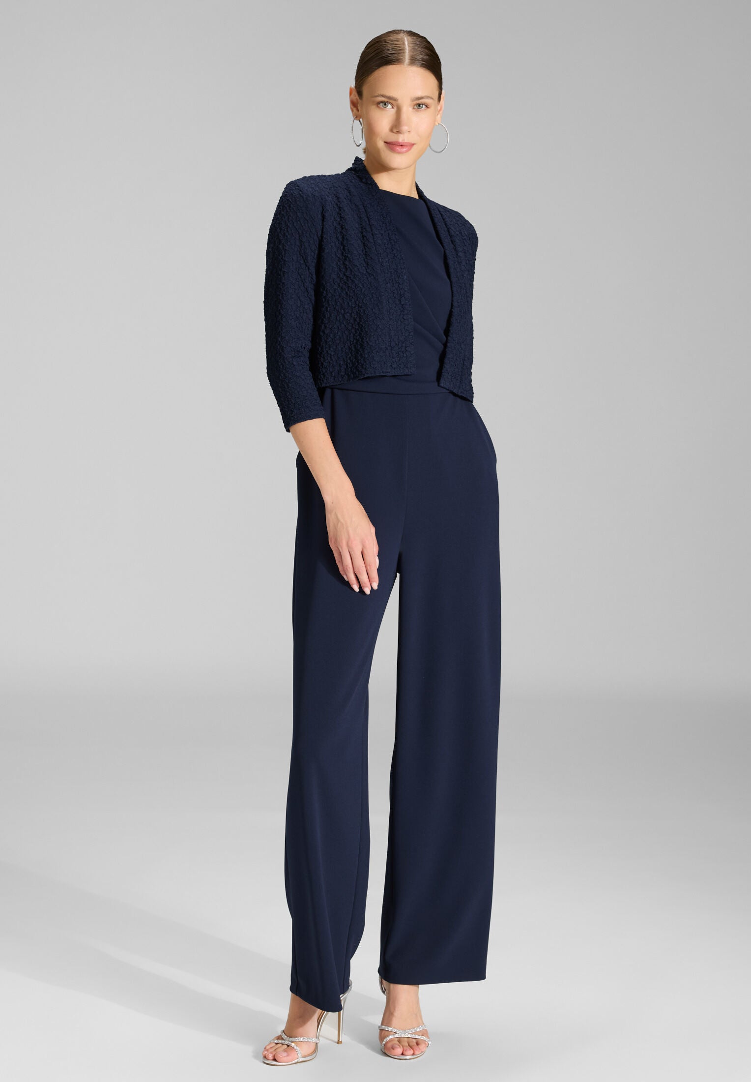 Bolero Jacke aus Jersey Cloque navy