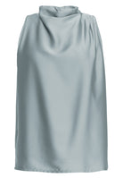 Ärmelloses Top aus nachhaltigem Satin mit Drapierung am Kragen