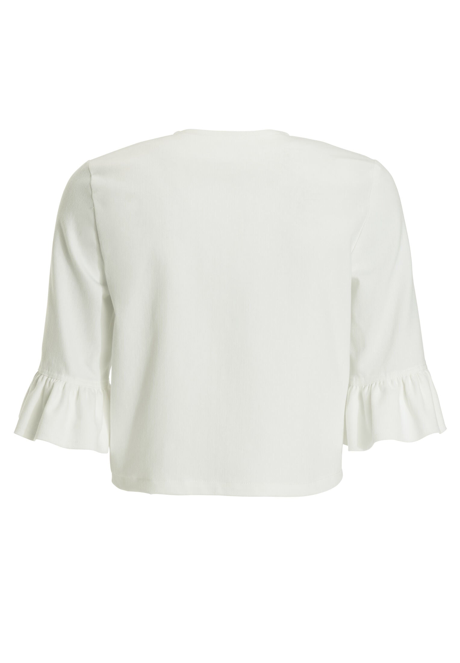 Kurze Jacke aus Stretch Denim mit Rüsche am Ärmelsaum