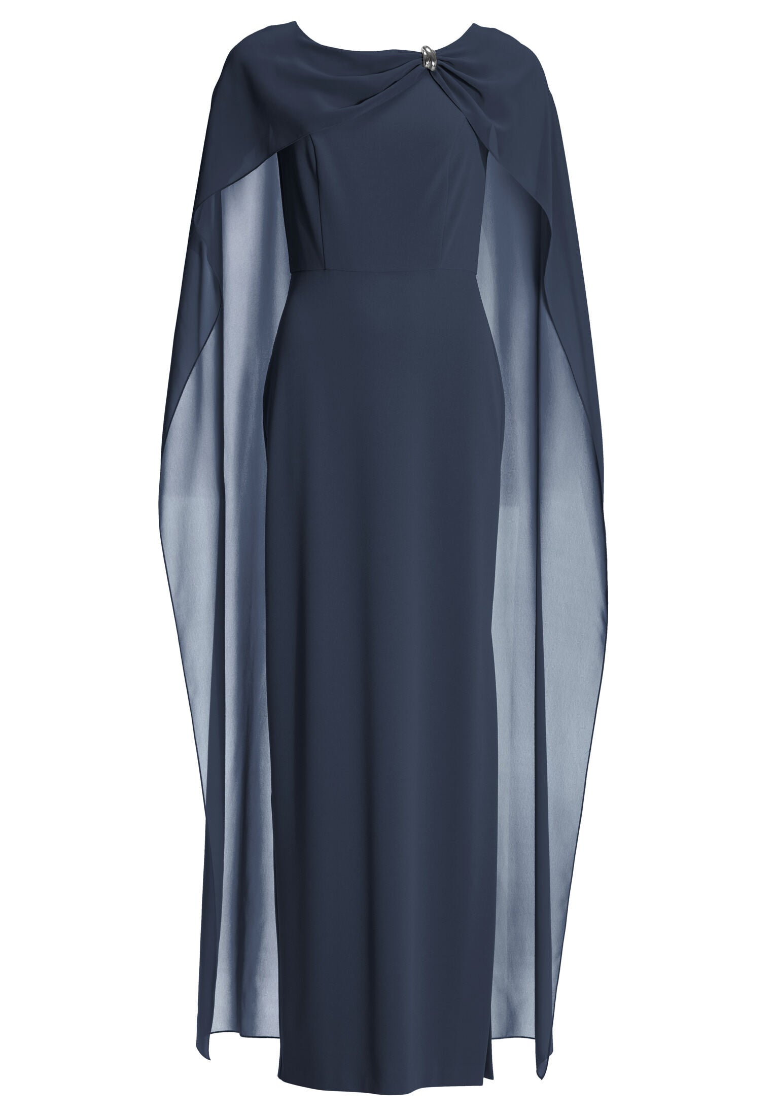 Abendkleid aus Crepe Jersey mit Chiffon Cape und Zierteil